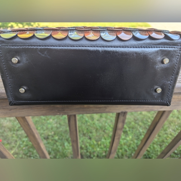 Kate Spade Owl Leather Shoulder Bag Black Gold Copper Silver Feathers GUC RARE - Picture 6 of 15